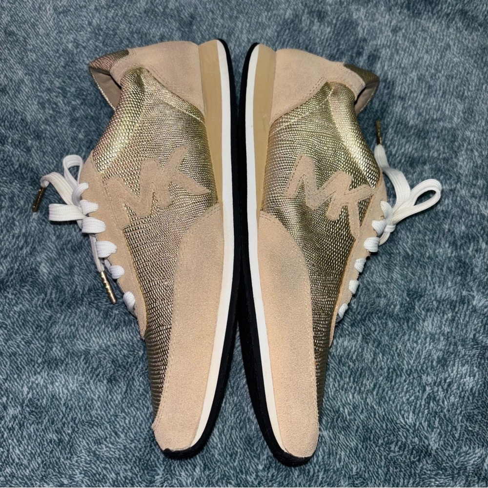 Michael Kors Women’s Stanton Leather Trainer in Tan and Gold Size 8
